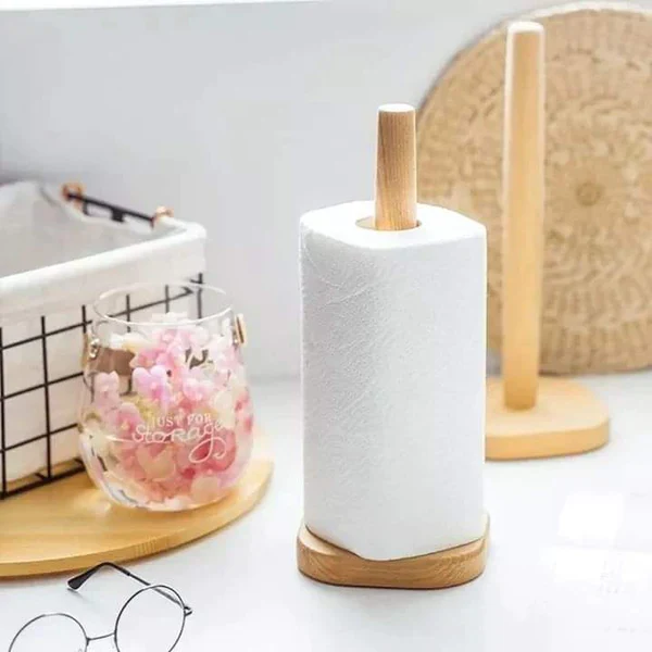 Elegant bamboo wooden kitchen towel holder - Image 2