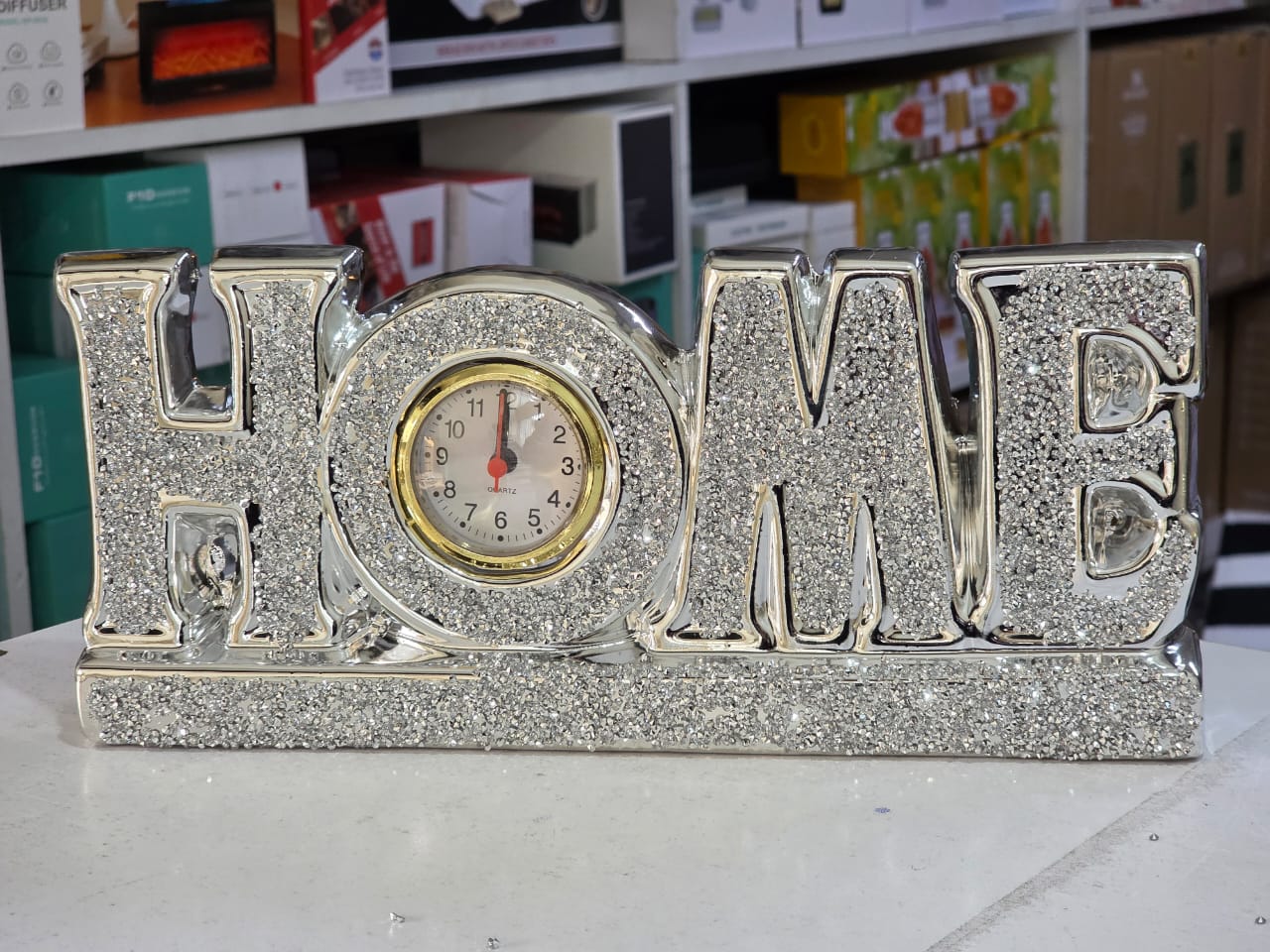 Elegant Glittery "HOME" Tabletop clock decor - Image 2