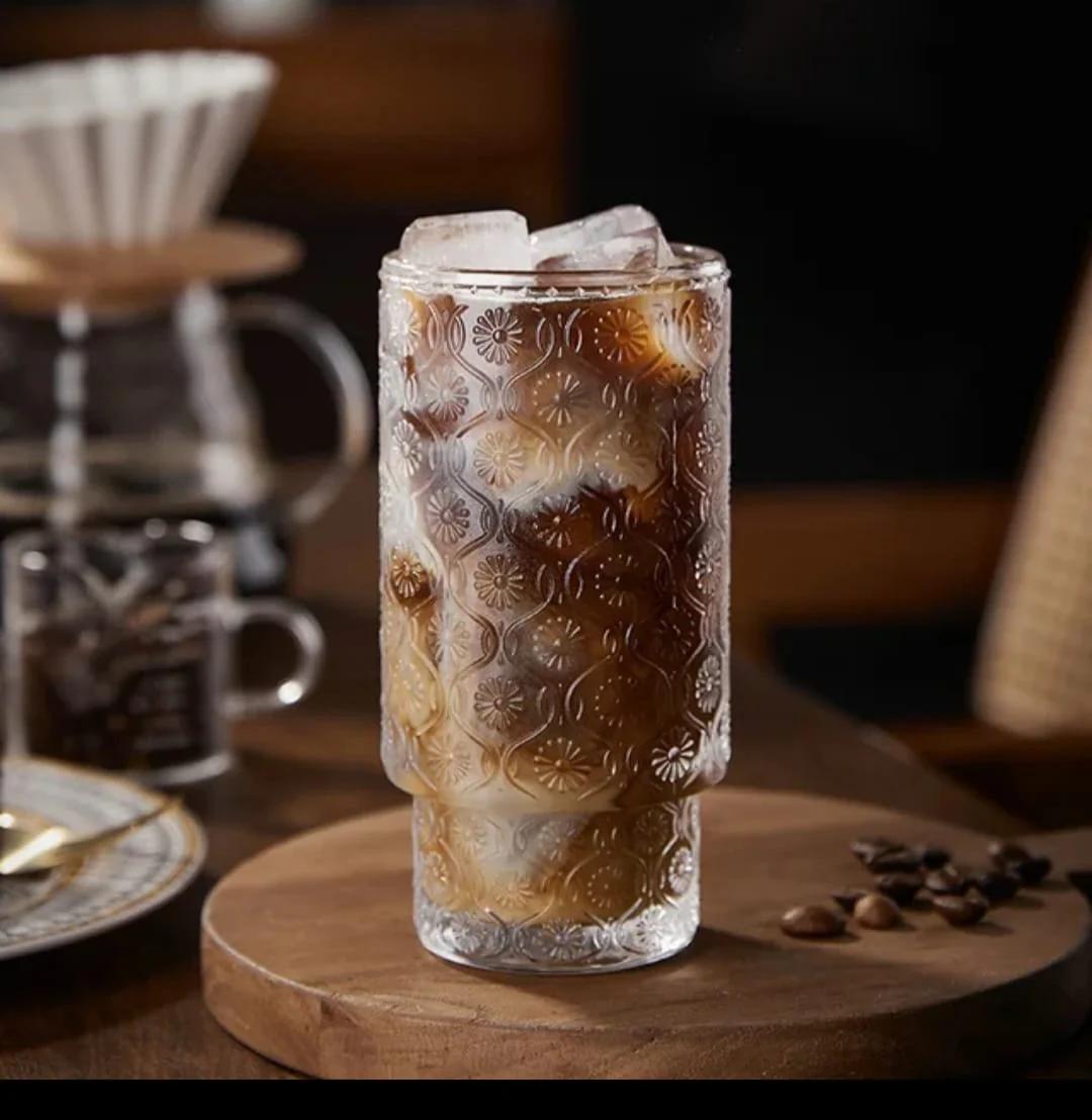 Embossed Vintage Ribbed Glass – 350ml Heat-Resistant Transparent Drinkware - Image 2