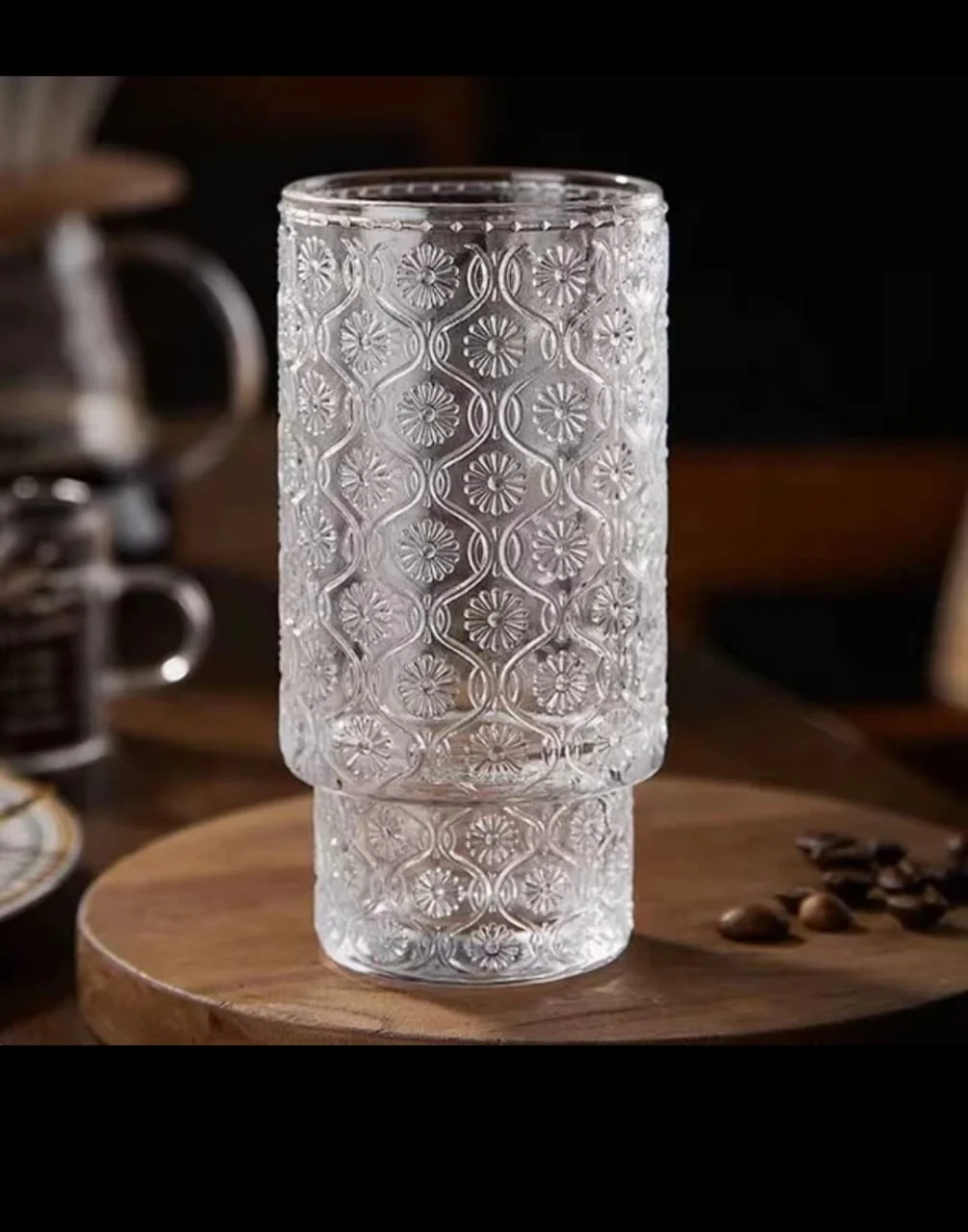 Embossed Vintage Ribbed Glass – 350ml Heat-Resistant Transparent Drinkware - Image 3