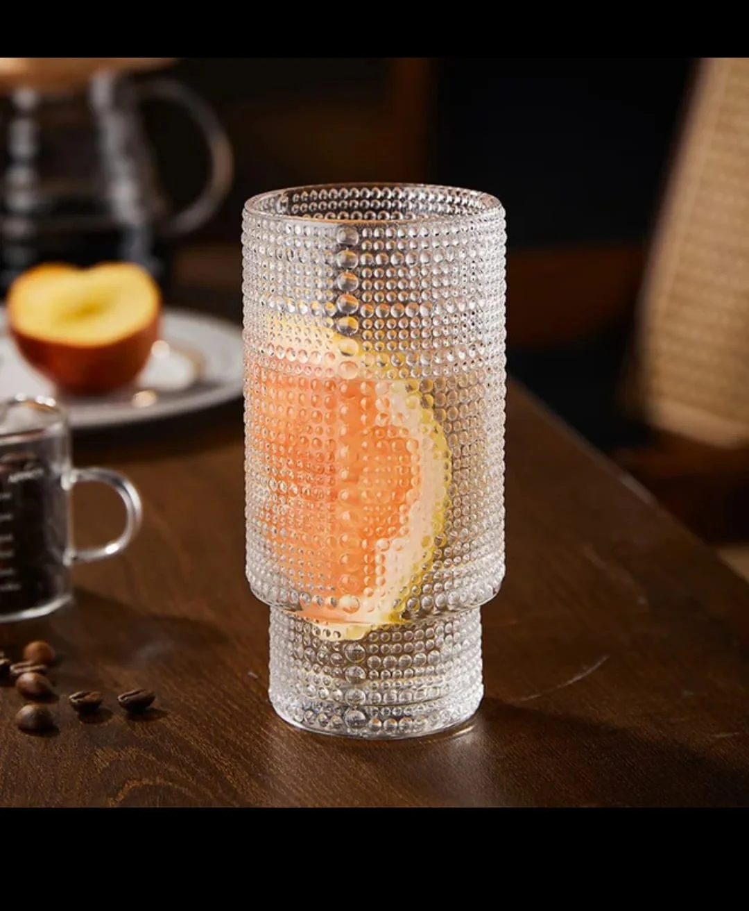 Embossed Vintage Ribbed Glass – 350ml Heat-Resistant Transparent Drinkware - Image 4