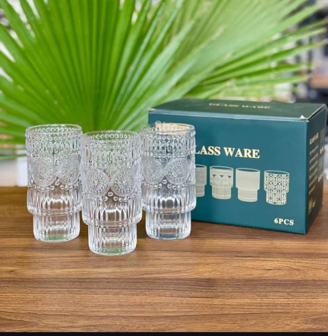 Embossed Vintage Ribbed Glass – 350ml Heat-Resistant Transparent Drinkware - Image 5