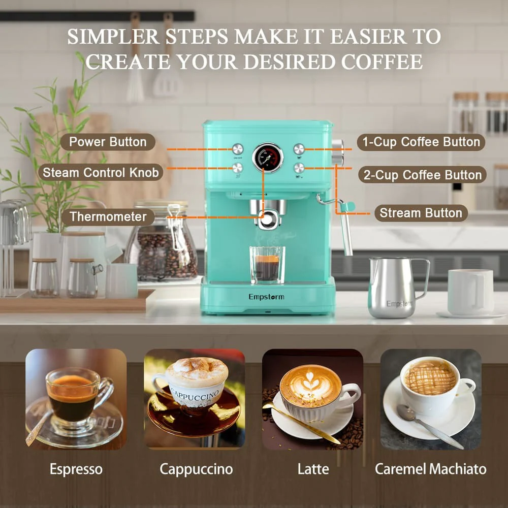 Empstorm 20 Bar Espresso Coffee Maker with Milk Frother | Semi-Automatic - Image 8