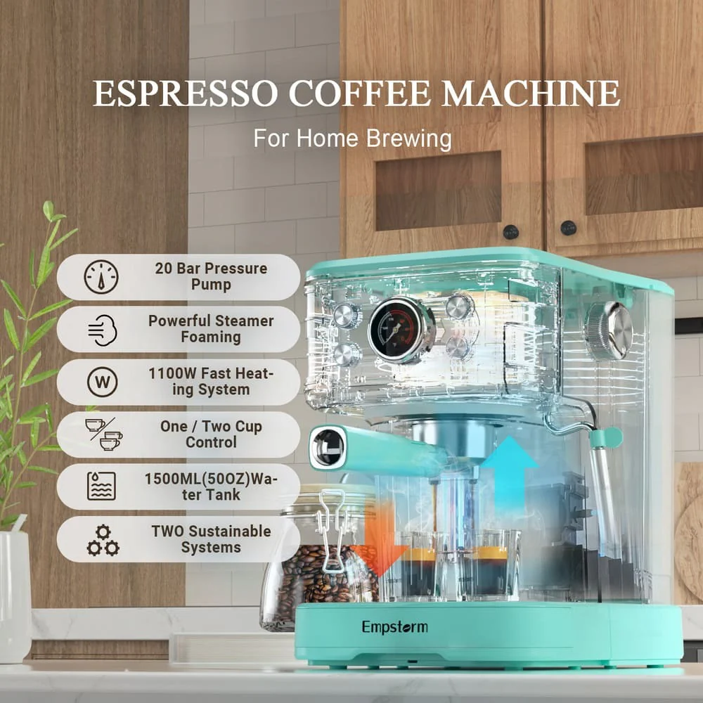 Empstorm 20 Bar Espresso Coffee Maker with Milk Frother | Semi-Automatic - Image 9