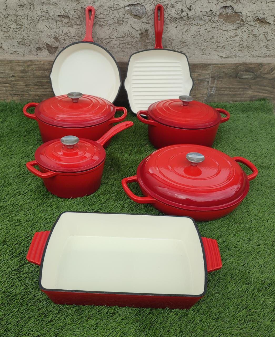 Enamel Cast iron cooking pots Ceramic Enamelled Cast Iron Cookware Set, Oven and Grill Safe - Image 13
