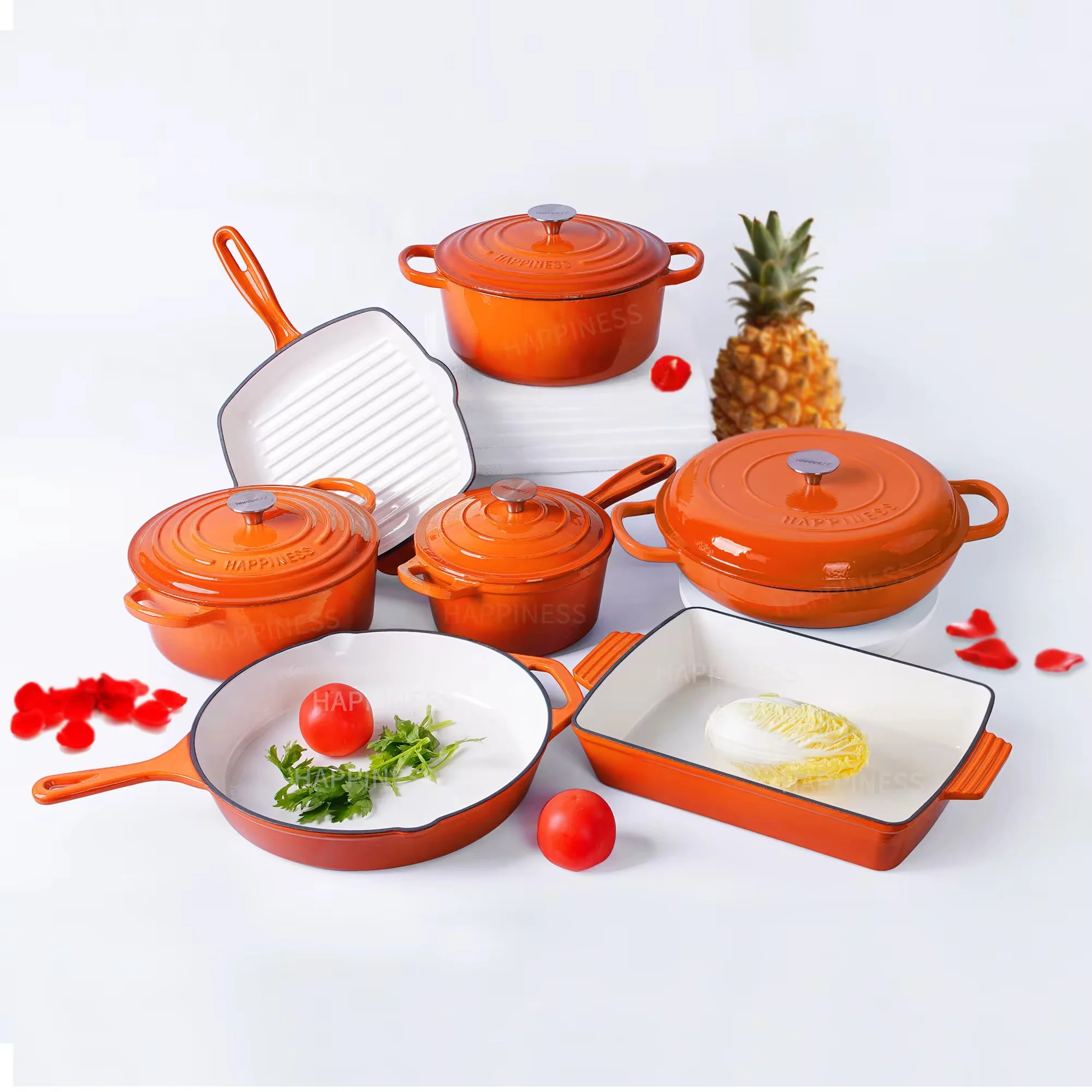 Enamel Cast iron cooking pots Ceramic Enamelled Cast Iron Cookware Set, Oven and Grill Safe - Image 19