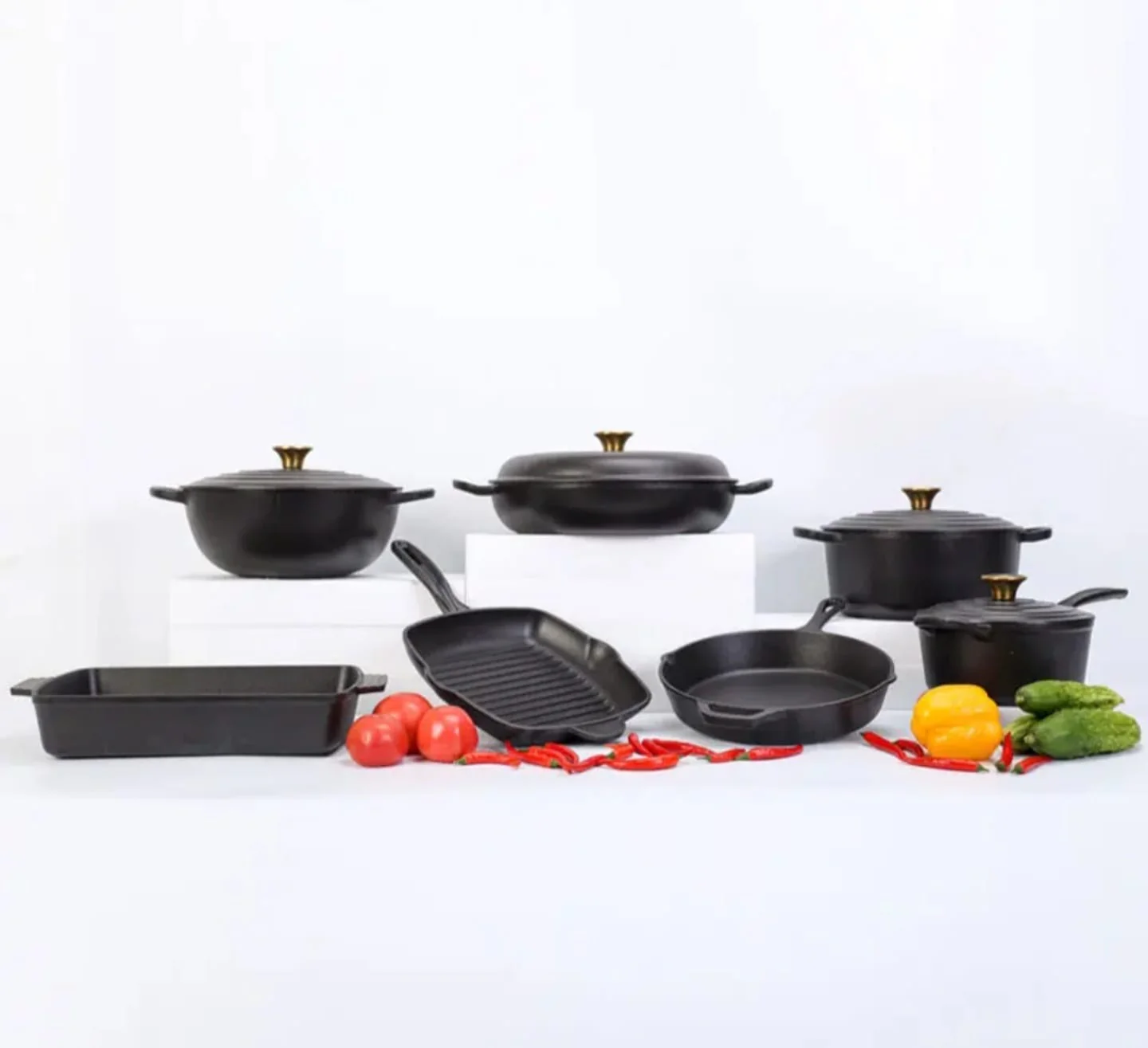 Enamel Cast iron cooking pots Ceramic Enamelled Cast Iron Cookware Set, Oven and Grill Safe - Image 26