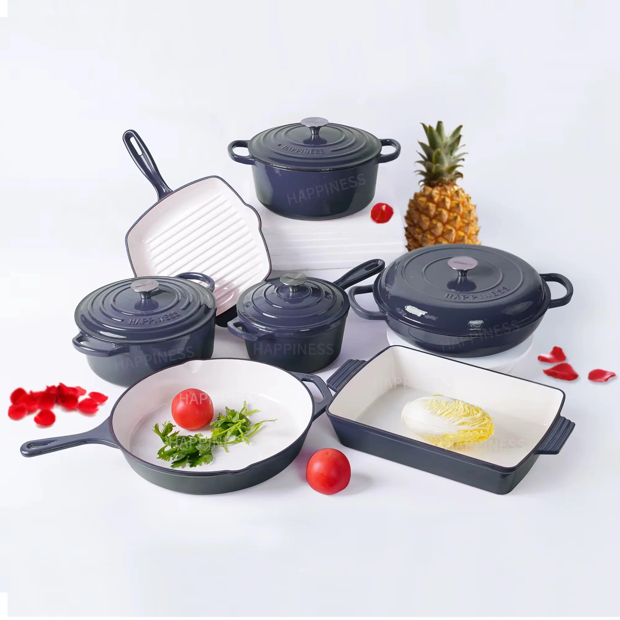 Enamel Cast iron cooking pots Ceramic Enamelled Cast Iron Cookware Set, Oven and Grill Safe - Image 4