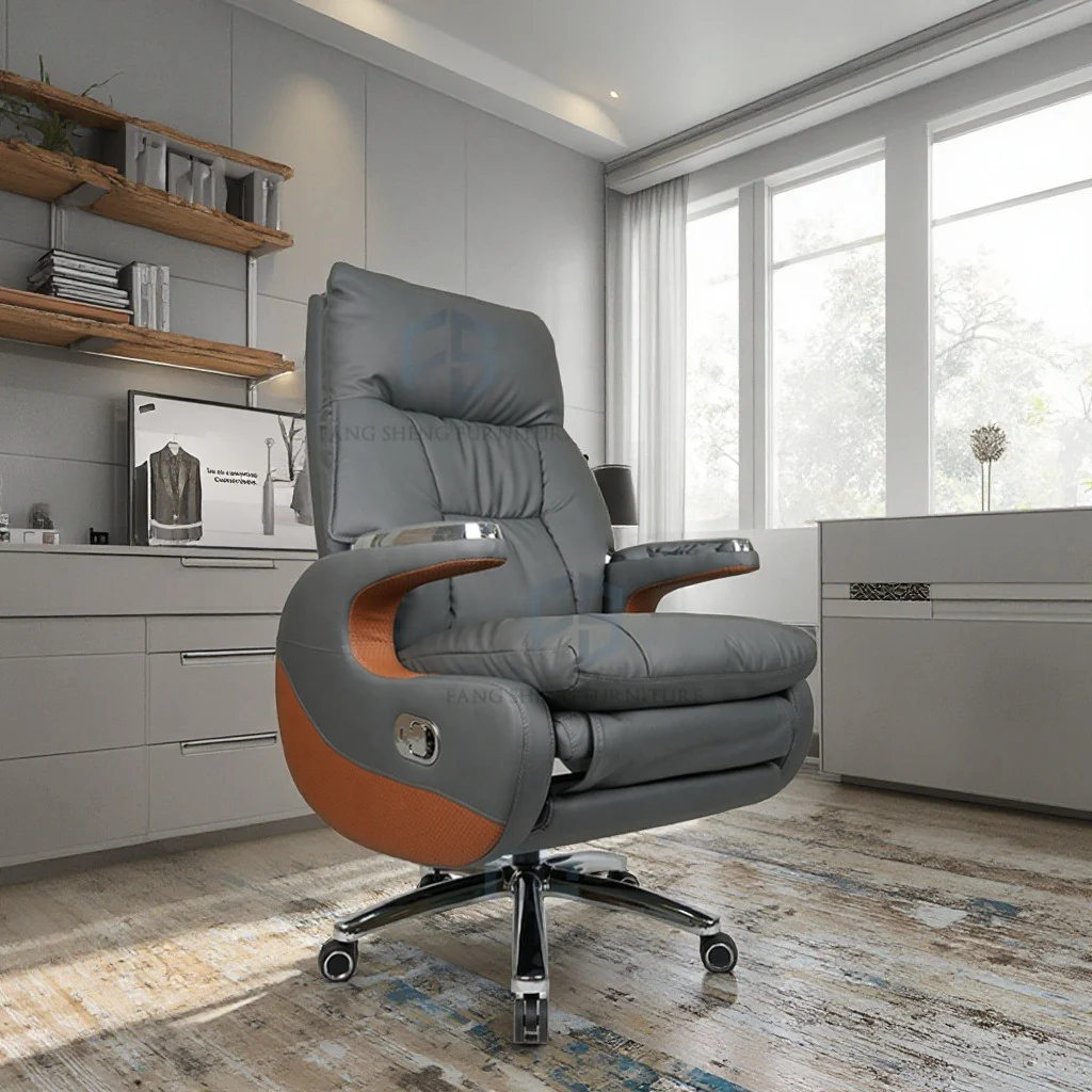 Ergonomic Leather Executive Office Chair with Footrest Big & Tall Reclining Desk Chair - Image 3