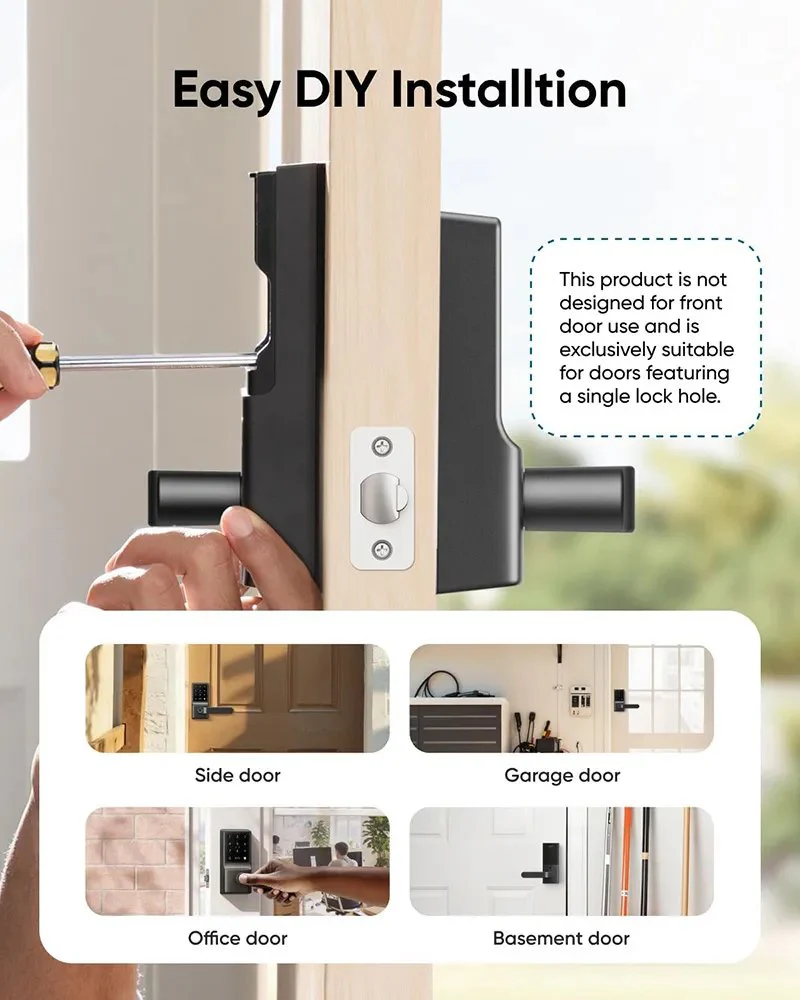 Eufy Security Smart Lever Lock C33 – Fingerprint, WiFi App Control, Easy 15-Min Install, No Drilling - Image 5