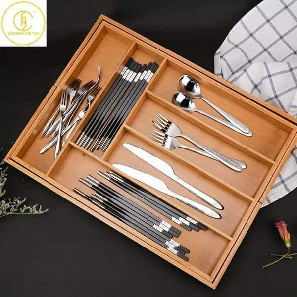 Extendable Cutlery Tray, 6-7 Adjustable Compartments Kitchen Drawer Organizer and Utensil Organizer, Perfect Utensil Holder and Cutlery Tray in Home Kitchen, Office - Image 7