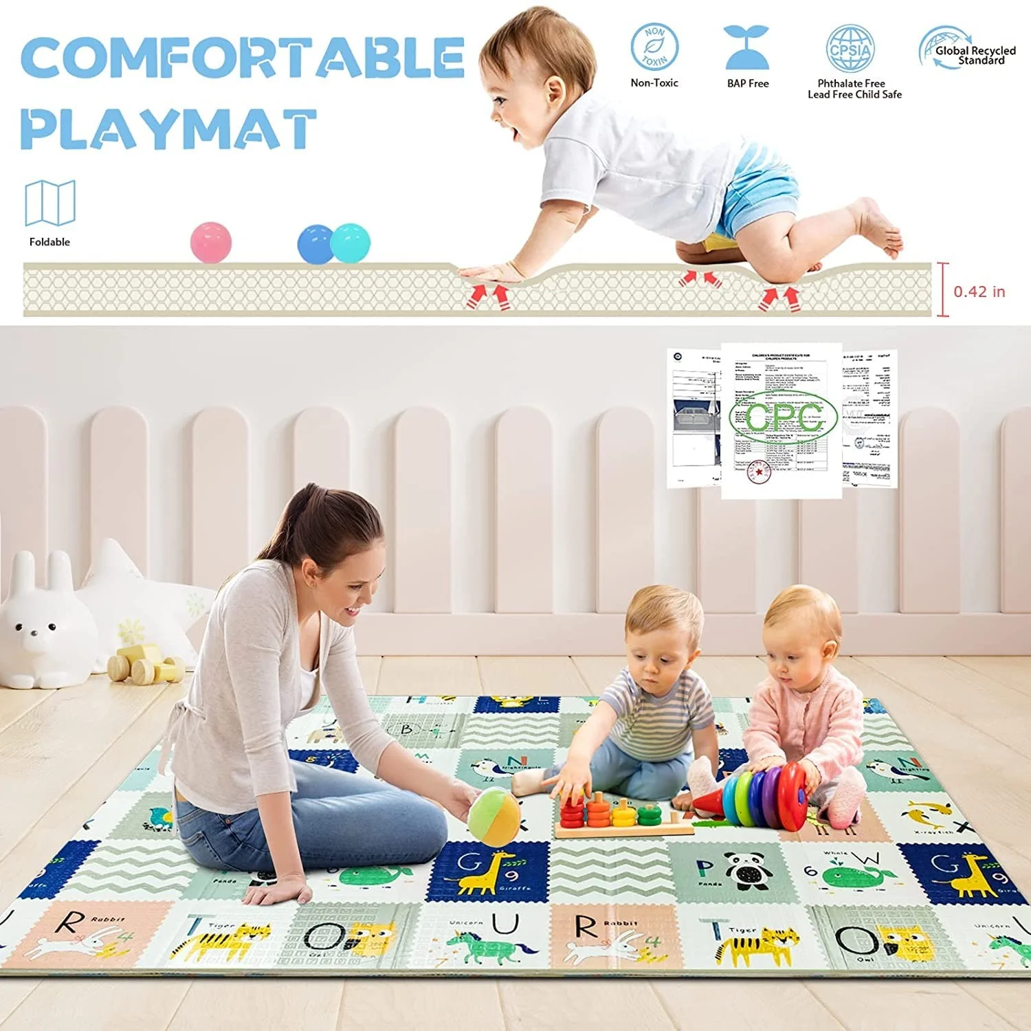 Extra Large Baby Playpen Play Pen with Mat for Toddlers With Shock Absorbing Mat - Image 5