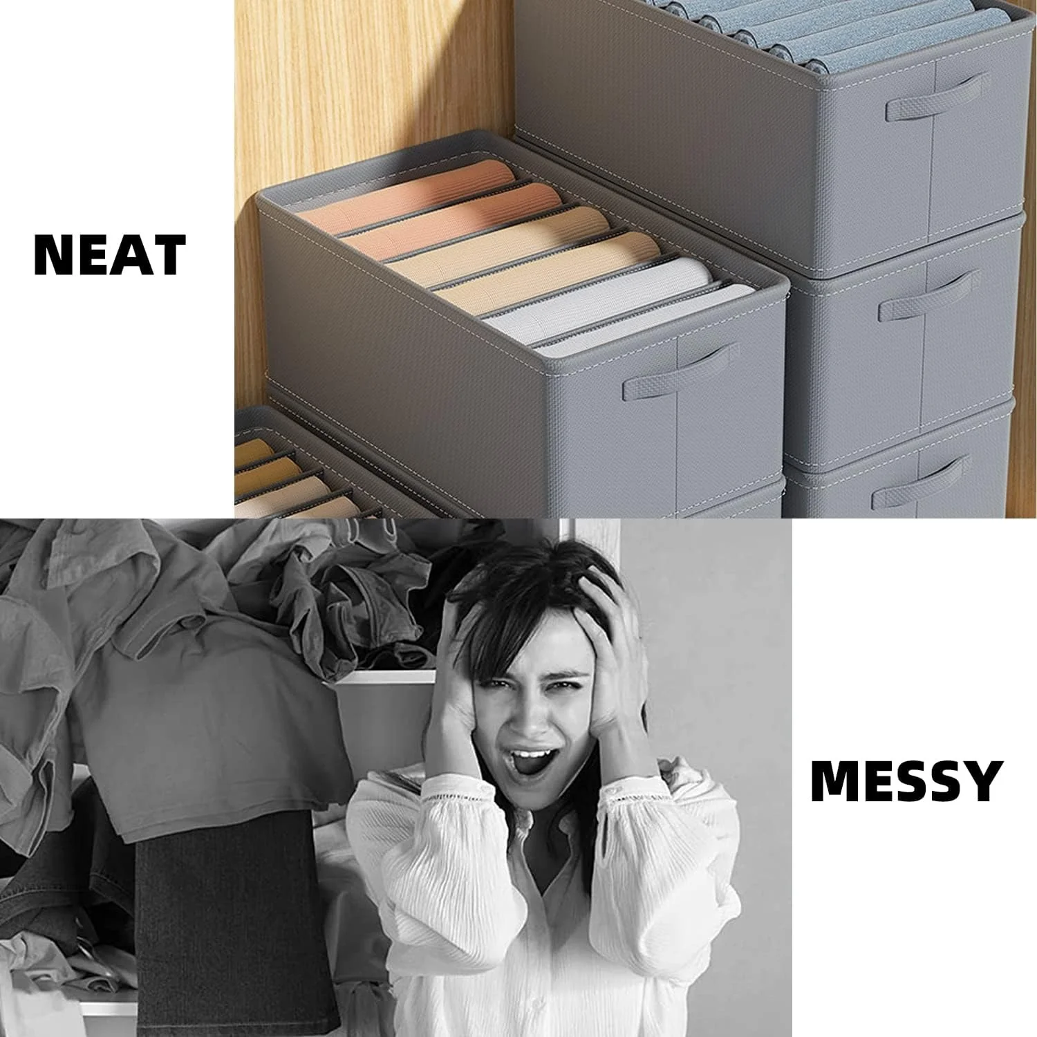 Extra Large Foldable Wardrobe Storage Jeans Trousers Organizer for Clothes  4pcs - Image 3
