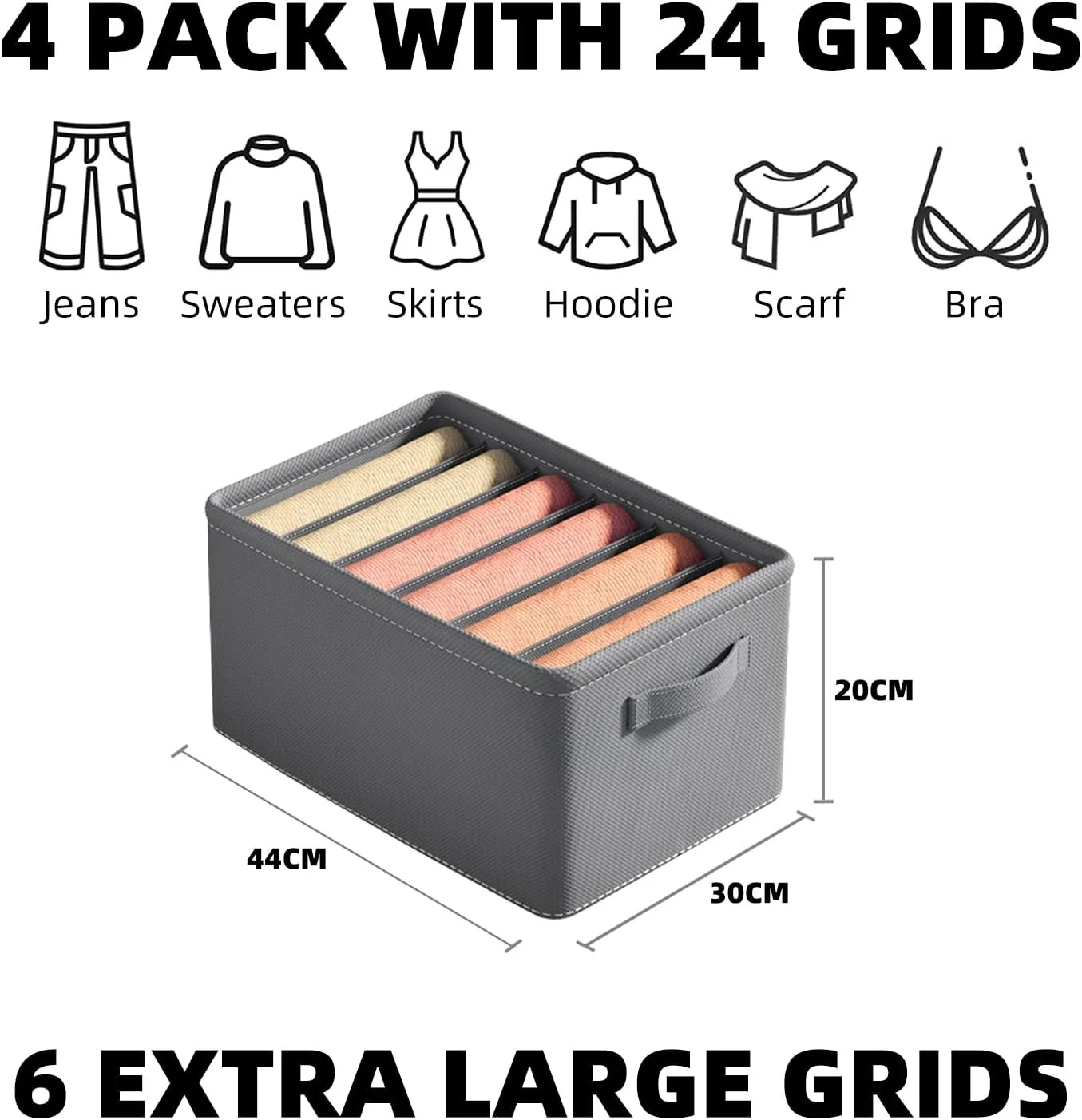 Extra Large Foldable Wardrobe Storage Jeans Trousers Organizer for Clothes  4pcs - Image 5