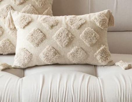 Fancy Wooven Tufted Cushion Covers with Tassels - Image 5