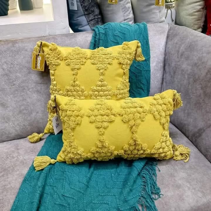 Fancy Wooven Tufted Cushion Covers with Tassels - Image 8