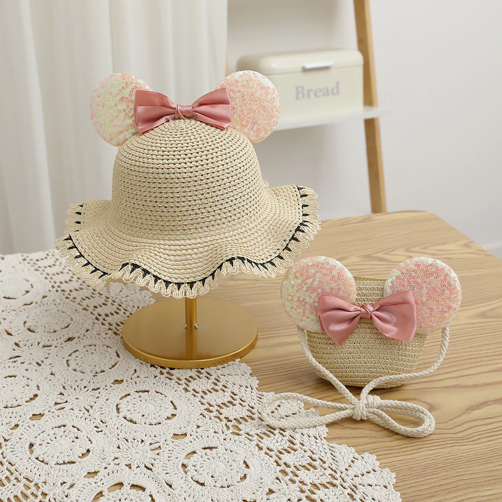 Fashion Kids summer Straw Hat and Bag set with A Bow - Image 10