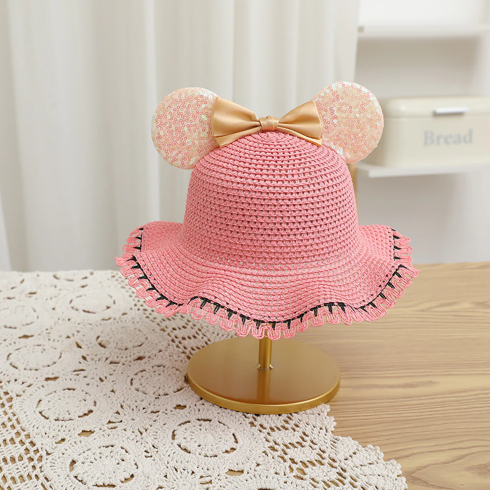 Fashion Kids summer Straw Hat and Bag set with A Bow - Image 3