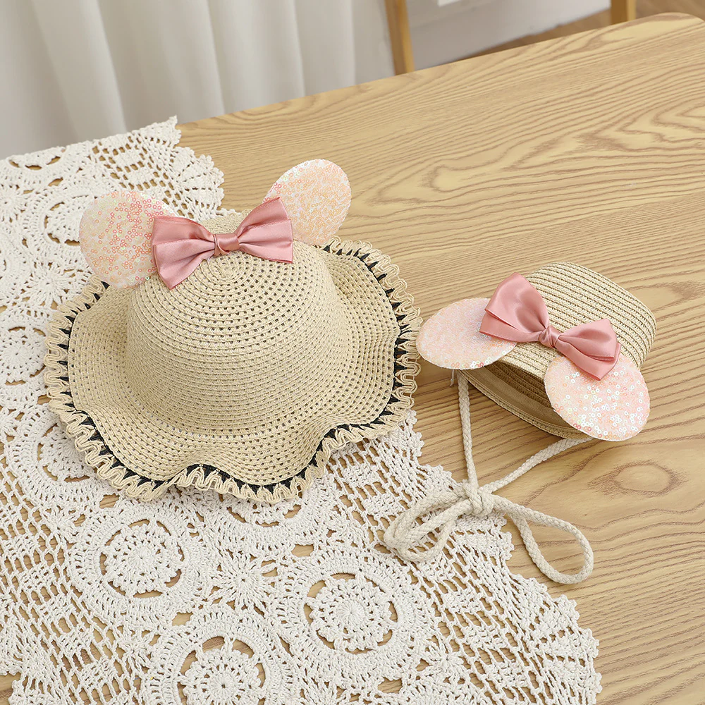 Fashion Kids summer Straw Hat and Bag set with A Bow - Image 5