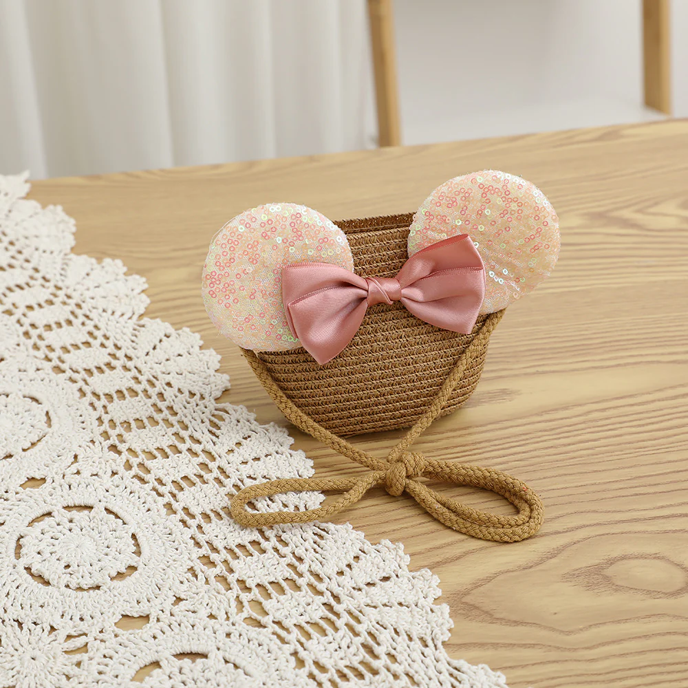 Fashion Kids summer Straw Hat and Bag set with A Bow - Image 6