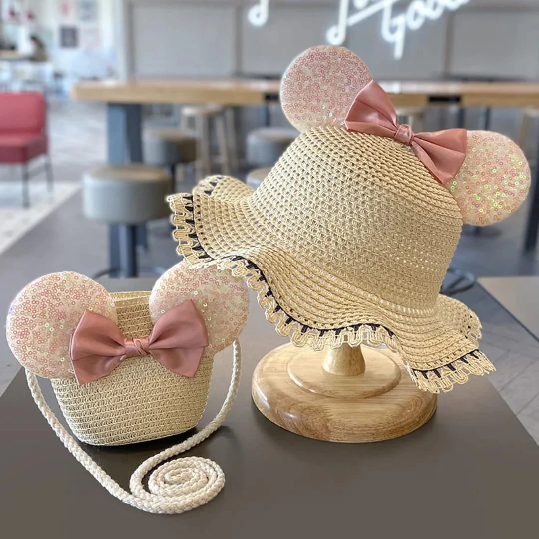 Fashion Kids summer Straw Hat and Bag set with A Bow - Image 9