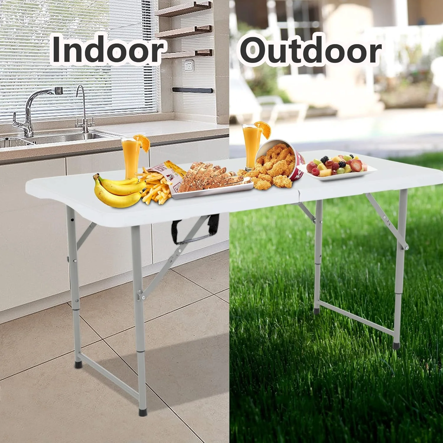 Folding, Half Portable Foldable Table for Parties, Backyard Events,White 1.2M - Image 13