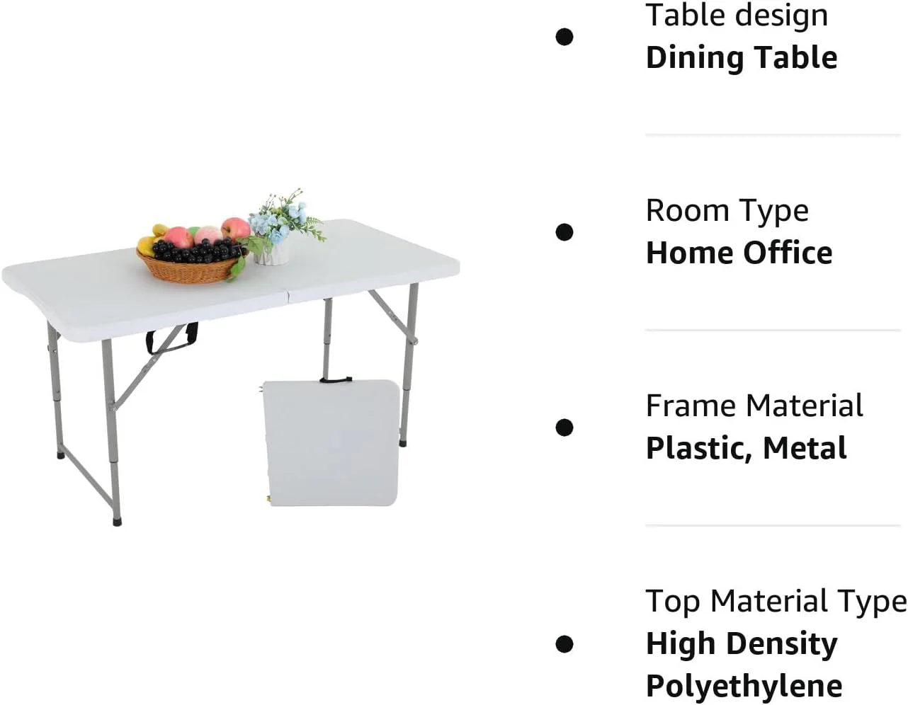 Folding, Half Portable Foldable Table for Parties, Backyard Events,White 1.2M - Image 14