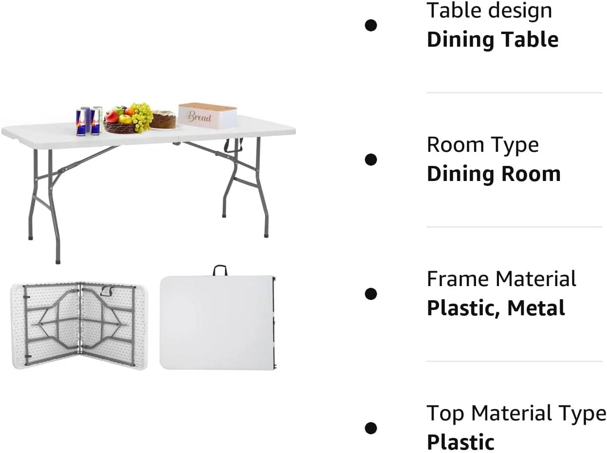 Folding, Half Portable Foldable Table for Parties, Backyard Events,White 1.2M - Image 7