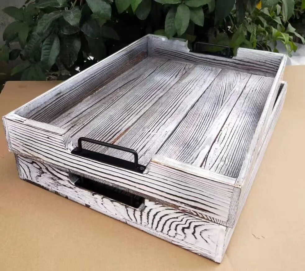 Fir Wood Serving Tray With metal Handle - Image 3