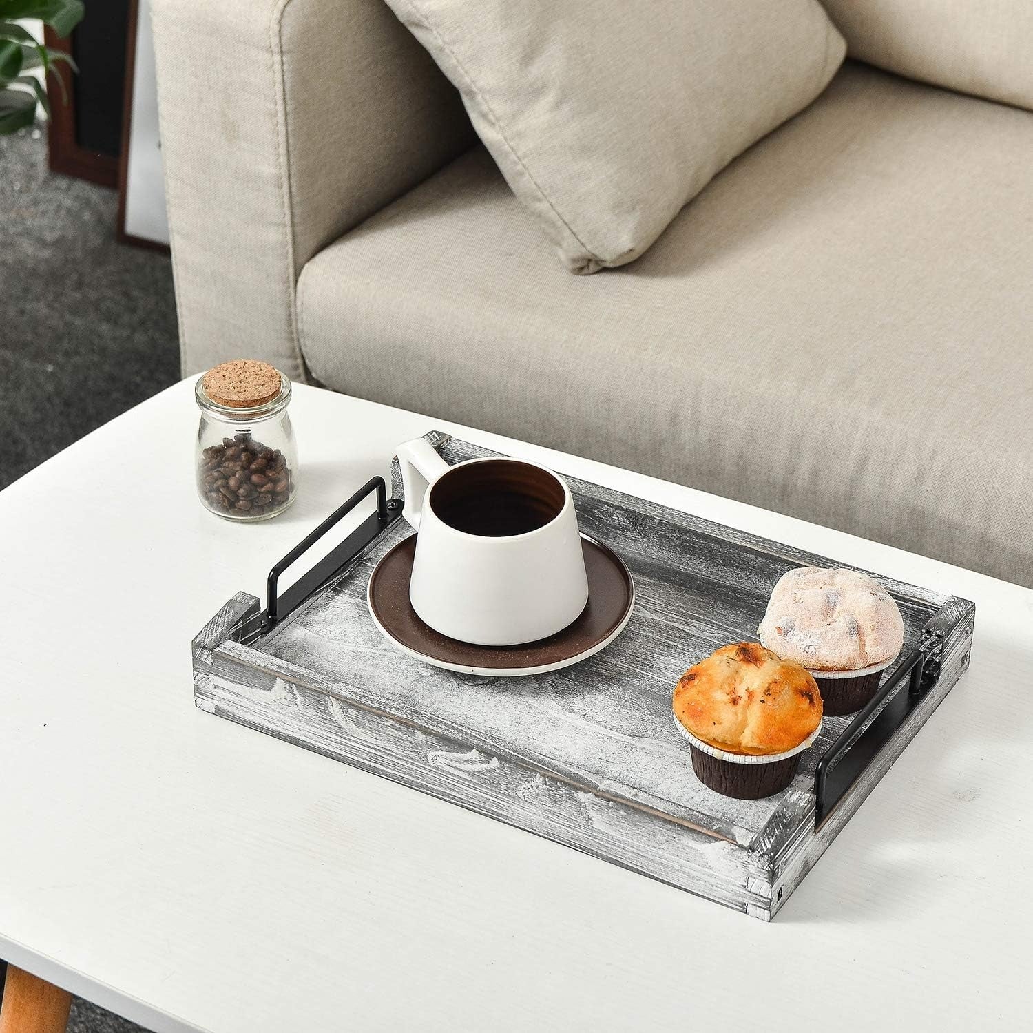 Fir Wood Serving Tray With metal Handle - Image 4