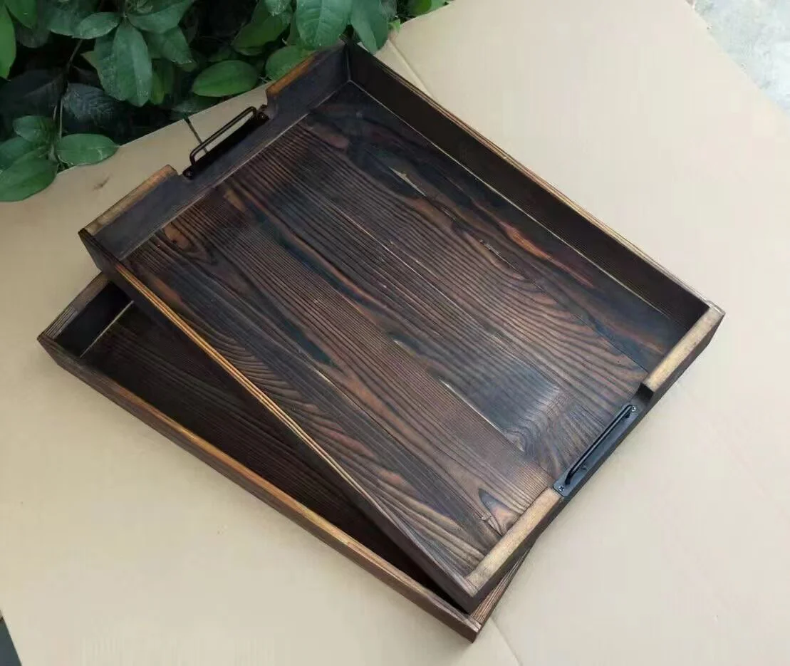 Fir Wood Serving Tray With metal Handle - Image 5