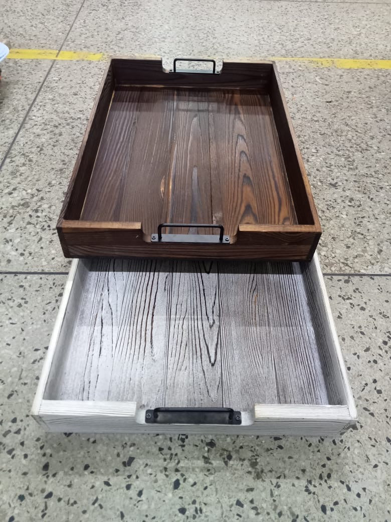 Fir Wood Serving Tray With metal Handle - Image 6