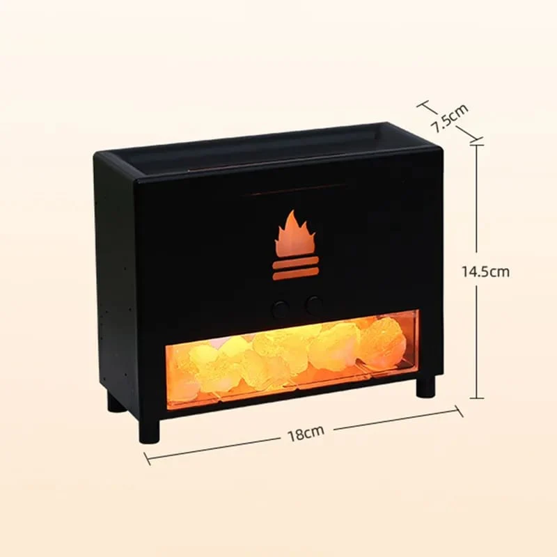 Flame Aromatherapy Salt Stone Air Humidifier USB Essential Oil Diffuser - Image 2