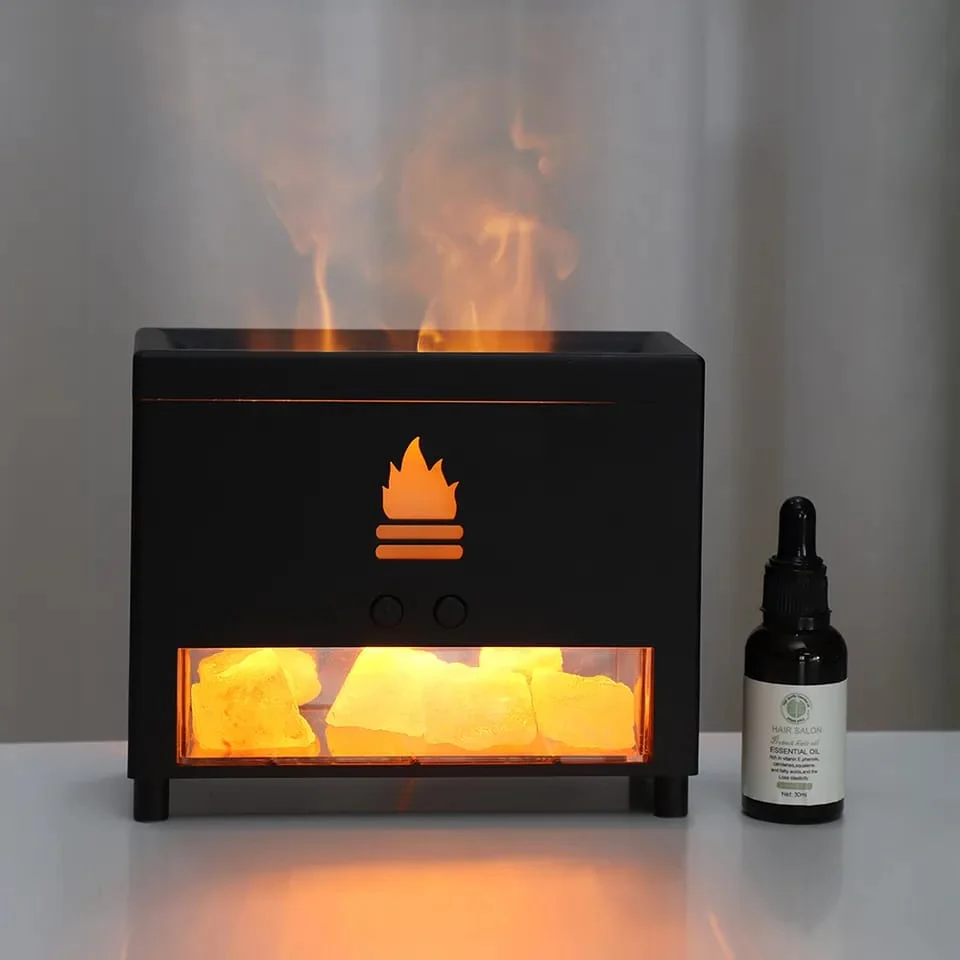 Flame Aromatherapy Salt Stone Air Humidifier USB Essential Oil Diffuser - Image 3