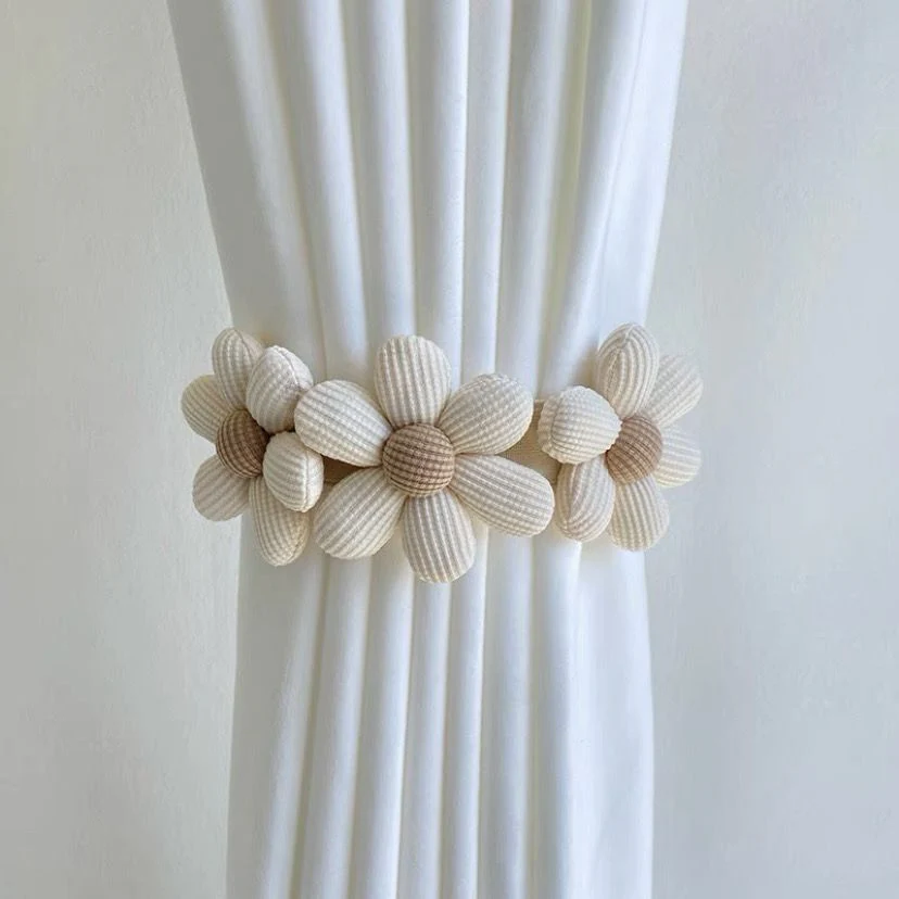 Flower Drapes Curtain Tiebacks Handwoven Fabric - Image 2
