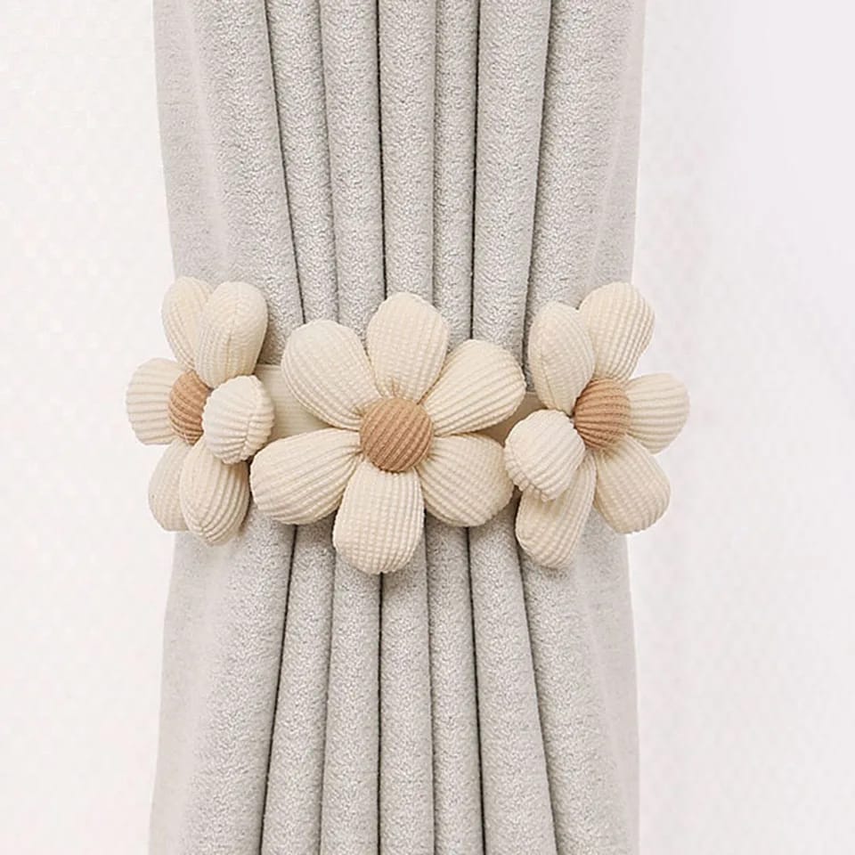 Flower Drapes Curtain Tiebacks Handwoven Fabric - Image 3