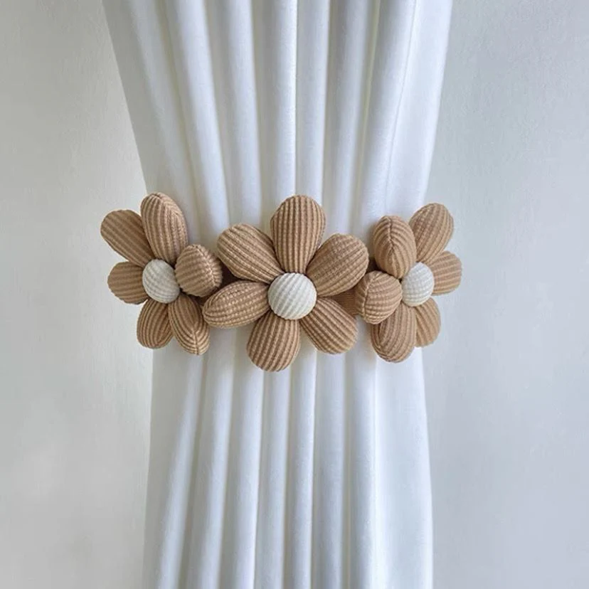 Flower Drapes Curtain Tiebacks Handwoven Fabric - Image 4