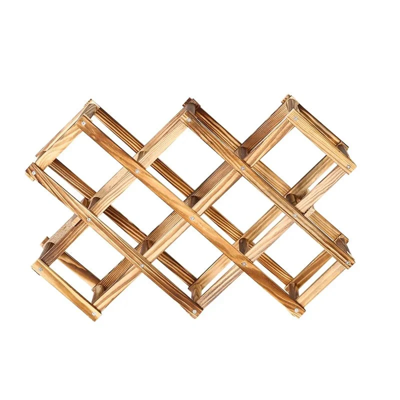 Foldable 10 Slot wooden wine bottle rack - Image 2