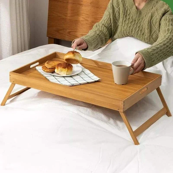 Foldable Bamboo Bed Tray Table – Breakfast in Bed Serving Tray - Image 3