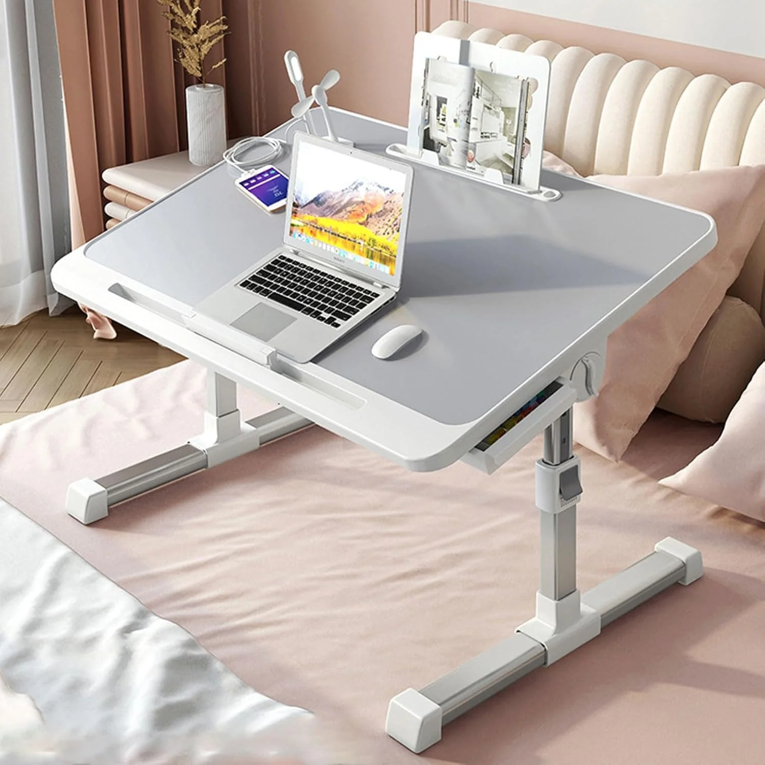 Foldable Bed Tray Table, Adjustable Height Laptop Desk for Bed, Portable Lap Desk for Working and Writing - Image 3