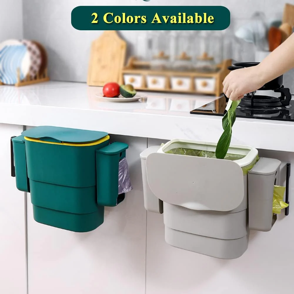 Foldable Kitchen Hanging dustbin with 2 Trash Bags Storage cans - Image 2