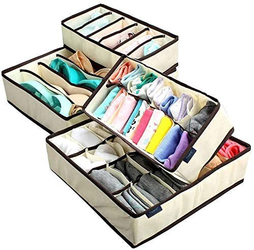 Foldable Storage Box Drawer Divider Organizer Closet Storage for Socks Bra Tie Scarfs - Image 2