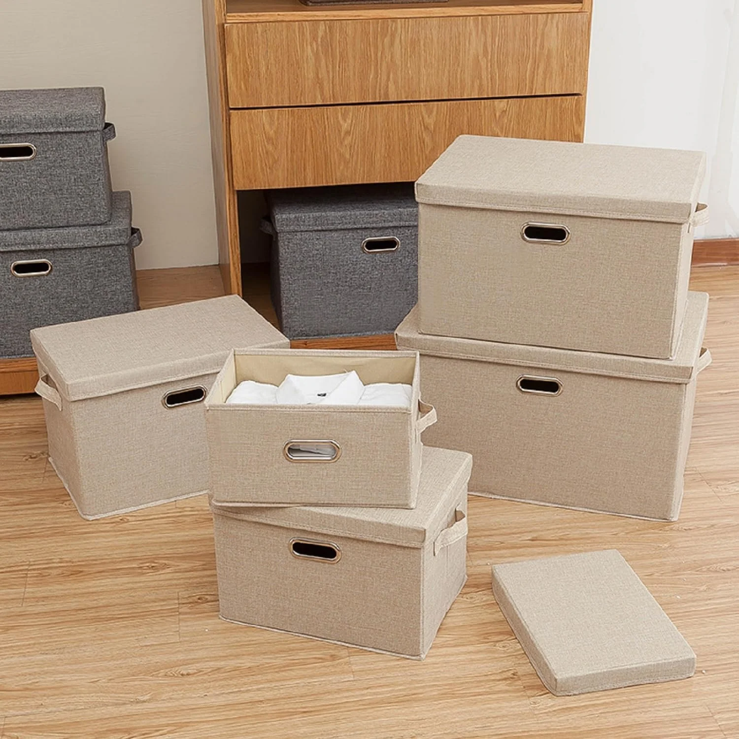 Foldable Storage Case, Foldable, Storage Box, With Lid, Clothes Storage Box, Toy Organizer, Large Capacity, With Lid, Metal Handle, Clothes Storage Box, Documents Organizer, Clothes Case, Toy Multi-functional - Image 5