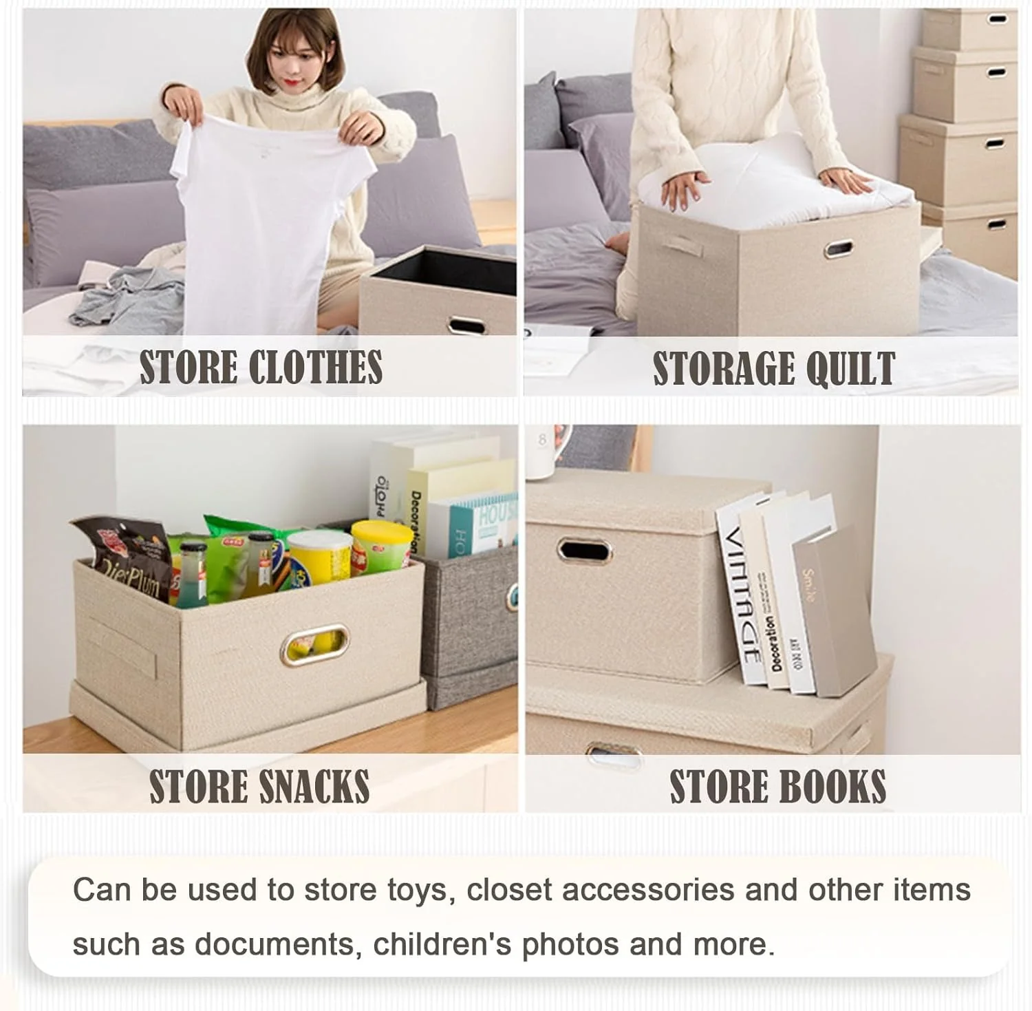 Foldable Storage Case, Foldable, Storage Box, With Lid, Clothes Storage Box, Toy Organizer, Large Capacity, With Lid, Metal Handle, Clothes Storage Box, Documents Organizer, Clothes Case, Toy Multi-functional - Image 6