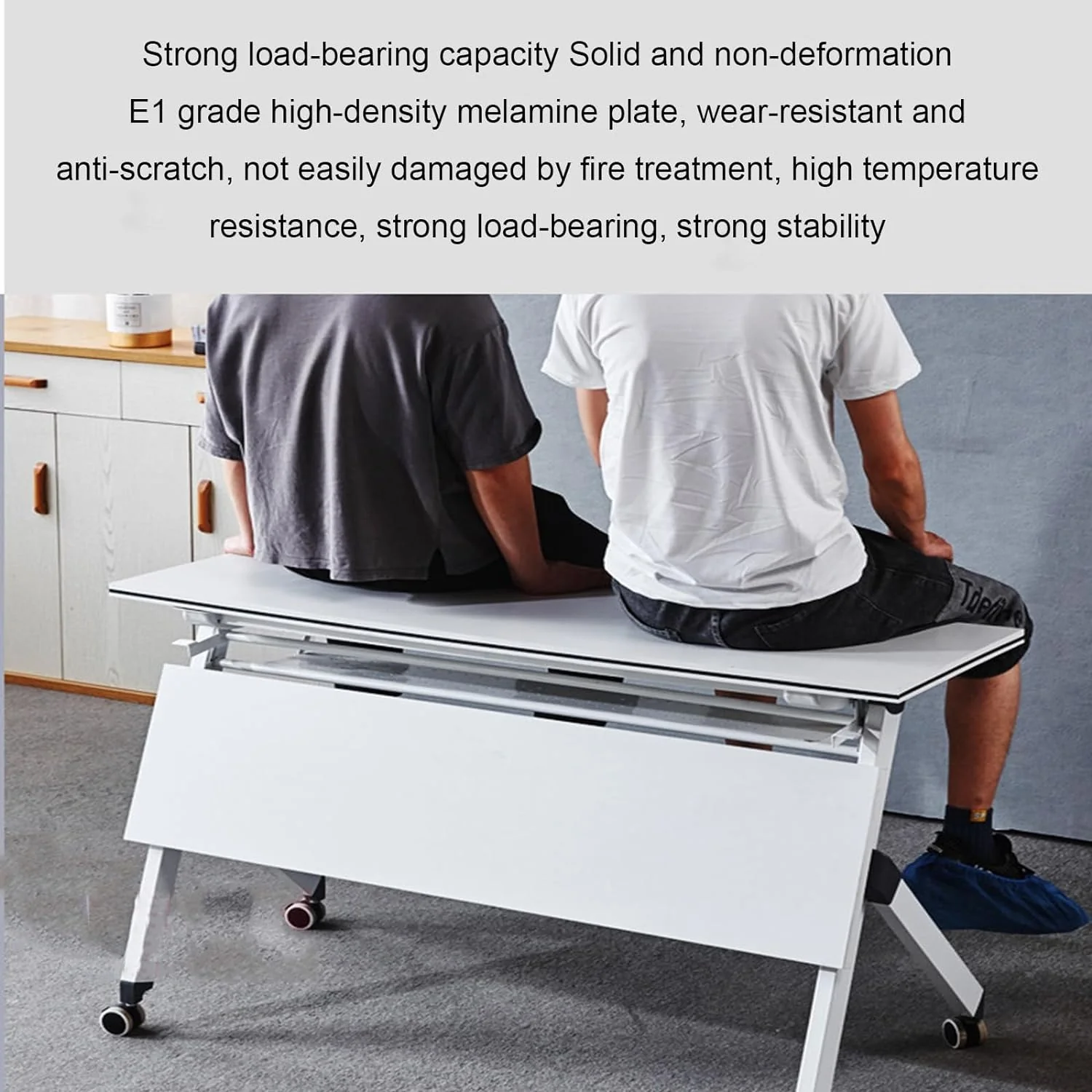 Foldable Movable Study Desk Table laptop stand With Wheels - Image 3