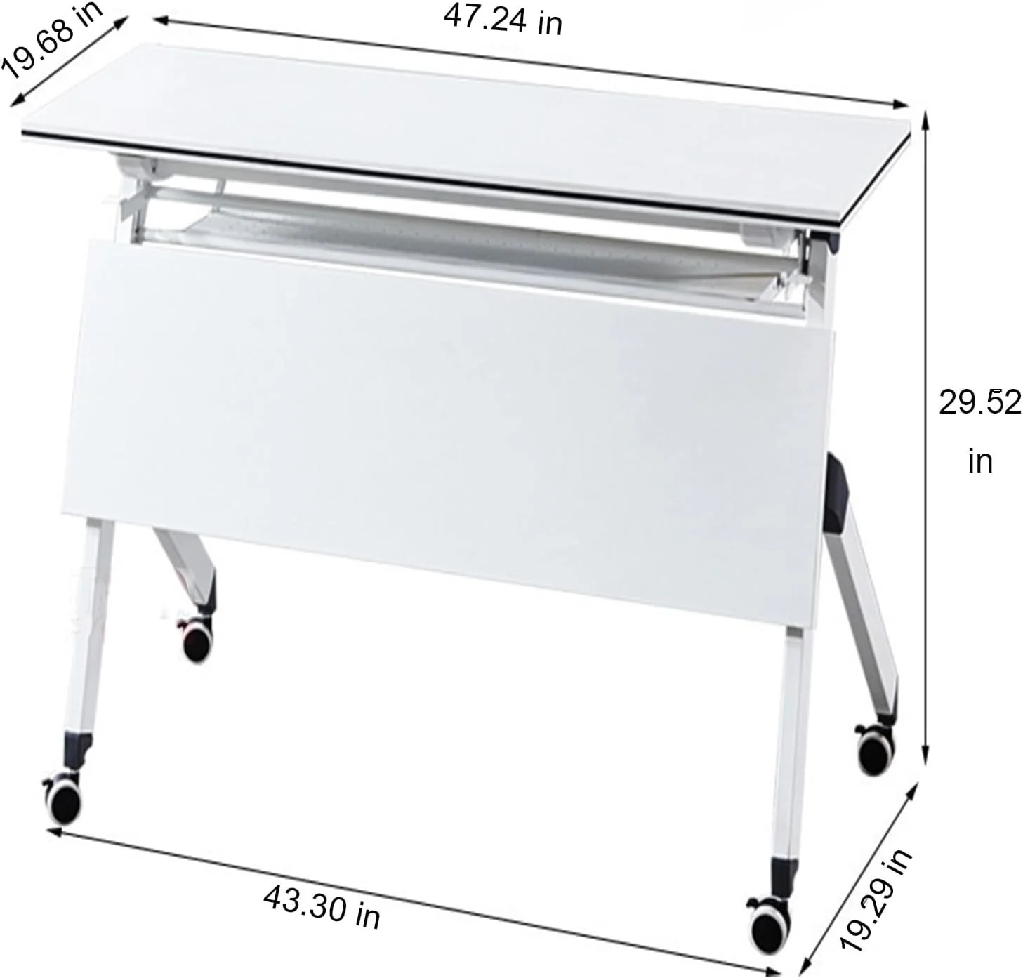 Foldable Movable Study Desk Table laptop stand With Wheels - Image 4