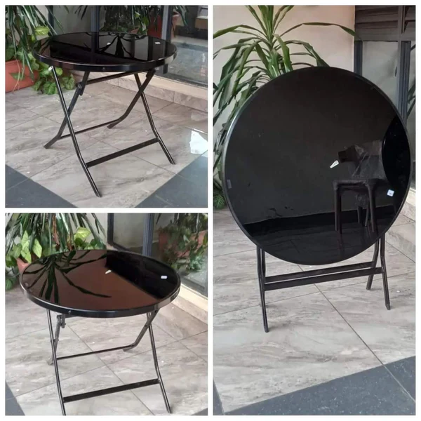 Foldable Table with Wooden Top and Metallic Frame & Stand - Image 3