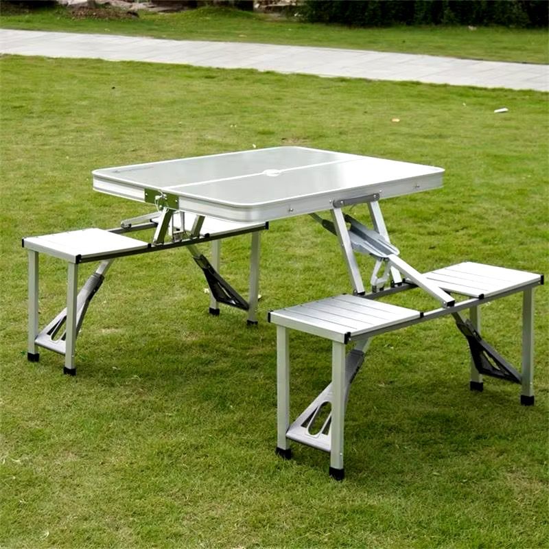 Folding Adjustable Aluminum Alloy Lightweight Outdoor Portable Picnic Camping Chair And Table Set With 4 Seats - Image 4