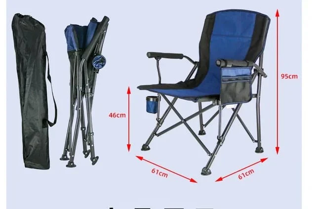 Folding Camping Chair Heavy Duty Support Outdoor Chairs with Arm Rest Cup Holder and Portable Carrying Bag for Fishing Garden Picnic and Travel - Image 4