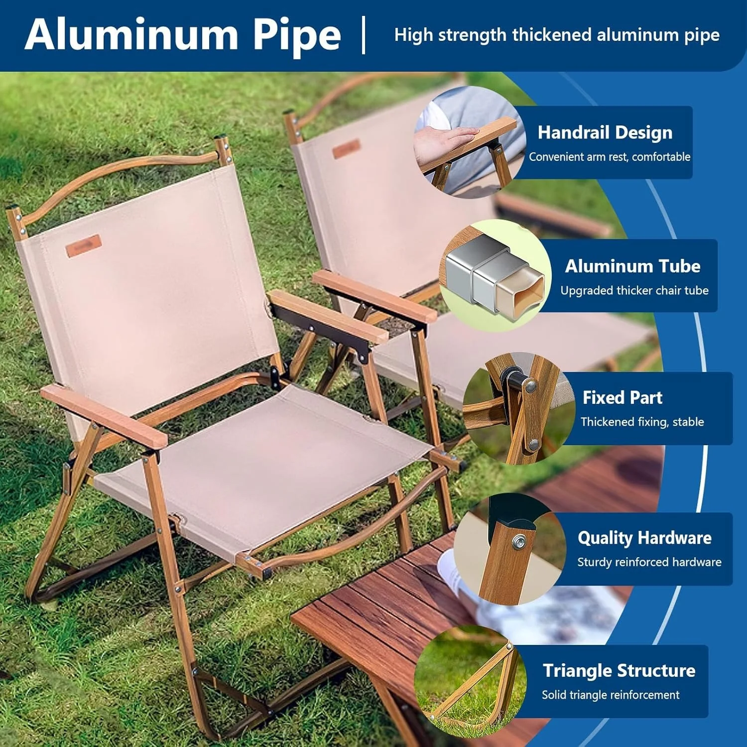 Folding Camping Picnic Table With Four Chairs, 120*60Cm, Camping Table Easy To Trap, Aluminum Roll Up Outdoor Camping Table, Portable Camping Table Travel. - Image 7